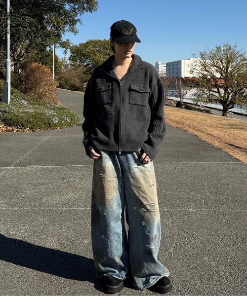 sedacle（セダクル）の「フロントポケット―ジップニット（ニット/セーター・メンズ・チャコールグレー/オートミール・SMALL/MEDIUM/LARGE）」の9枚目の写真