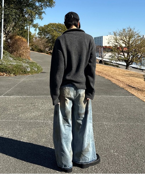 sedacle（セダクル）の「フロントポケット―ジップニット（ニット/セーター・メンズ・チャコールグレー/オートミール・SMALL/MEDIUM/LARGE）」の12枚目の写真