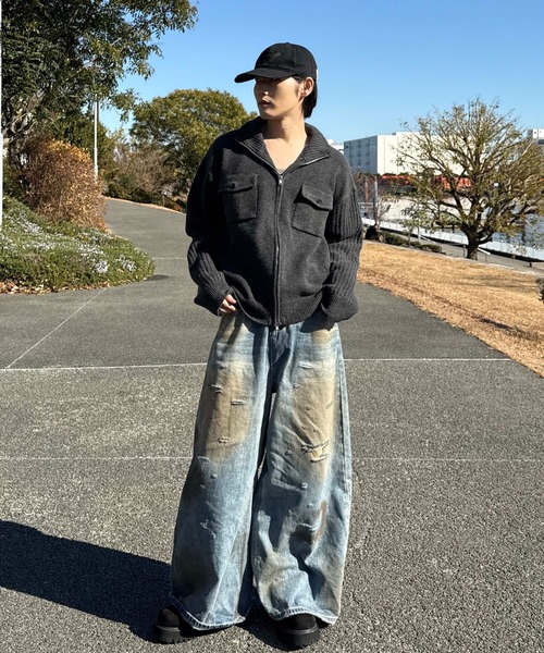 sedacle（セダクル）の「フロントポケット―ジップニット（ニット/セーター・メンズ・チャコールグレー/オートミール・SMALL/MEDIUM/LARGE）」の10枚目の写真