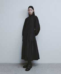 Shirring Pullover Dress - Black