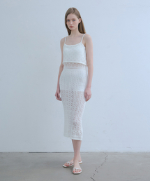 ODER（オディエール）の「クロシェスリーブレスニットワンピース-アイボリー（ワンピース）」