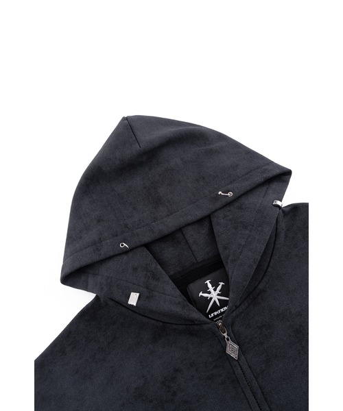 UNKNOWN LONDON(アンノウン・ロンドン)の「ジップフーディ|Dagger Cross Leather Patch Zip Hoodie|Unknown London(パーカー・メンズ・グレー/ブラック・MEDIUM/SMALL/X-LARGE/LARGE)」の12枚目の写真