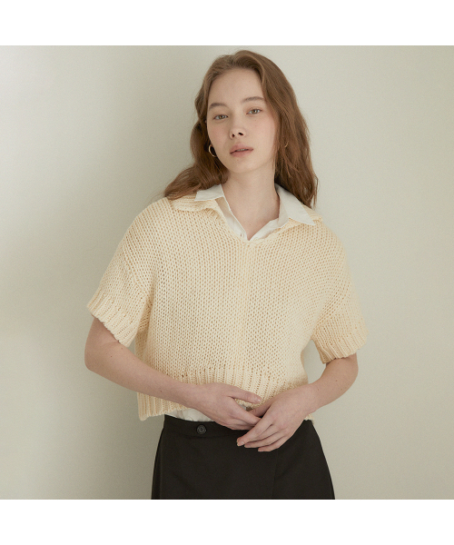 LARGO(ラルゴ)の「Polo collar sweater (natural)(ニット/セーター・レディース・その他・FREE)」の1枚目の写真
