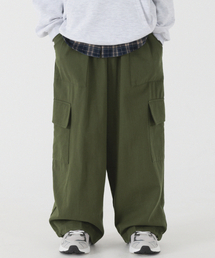 PIANER KIDS（ピアネールキッズ）の「ワイドカーゴストリングコットンパンツ（カーキ）（その他パンツ）」