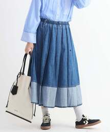 CONVERSE TOKYO（コンバーストウキョウ）の「WIDE PLEATED DENIM FLARE SKIRT（スカート・レディース）」