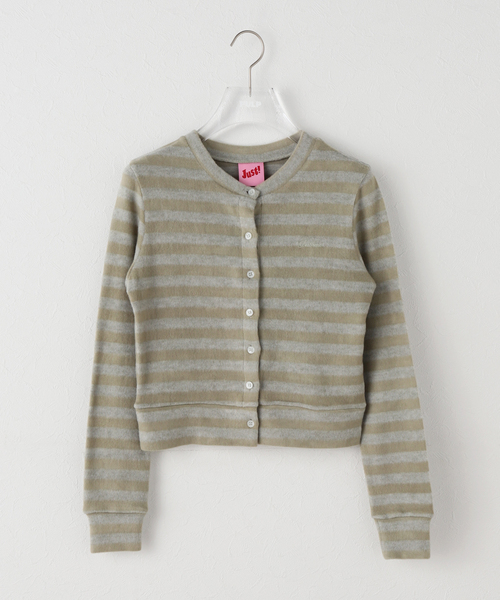 PULP/417EDIFICE(パルプフォーワンセブンエディフィス)の「【Geek Office / ギークオフィス】JUST! / STRIPED KNIT CARDIGAN(カーディガン/ボレロ・レディース・チャコールグレー・FREE)」の3枚目の写真