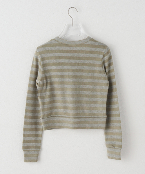 PULP/417EDIFICE(パルプフォーワンセブンエディフィス)の「【Geek Office / ギークオフィス】JUST! / STRIPED KNIT CARDIGAN(カーディガン/ボレロ・レディース・チャコールグレー・FREE)」の4枚目の写真