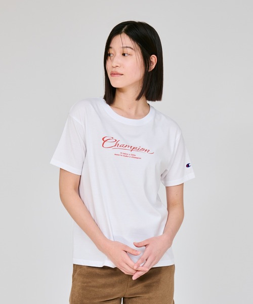 Champion(チャンピオン)の「【Champion/チャンピオン】レディース ショートスリーブTシャツ(Tシャツ/カットソー・レディース・ブルー系その他3/ライトピンク/ブラック/ホワイト・LARGE/MEDIUM)」の1枚目の写真