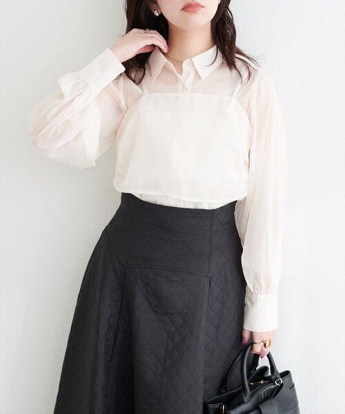 natural couture(ナチュラルクチュール)の「〈osono〉ビスチェ+シャツSET(シャツ/ブラウス・レディース・アイボリー/ピンク/モカ/サックスブルー・FREE)」の11枚目の写真