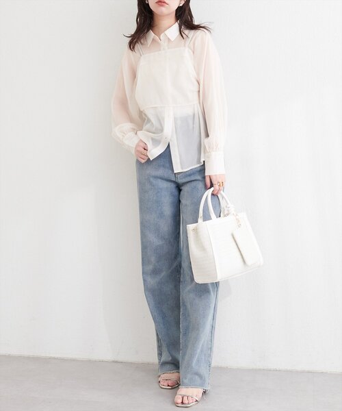 natural couture(ナチュラルクチュール)の「〈osono〉ビスチェ+シャツSET(シャツ/ブラウス・レディース・アイボリー/ピンク/モカ/サックスブルー・FREE)」の18枚目の写真