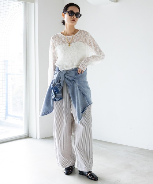 Elura（エルーラ）の「総レースカットソー/656402（Tシャツ/カットソー・レディース・ブラック/オフホワイト・FREE）」の4枚目の写真