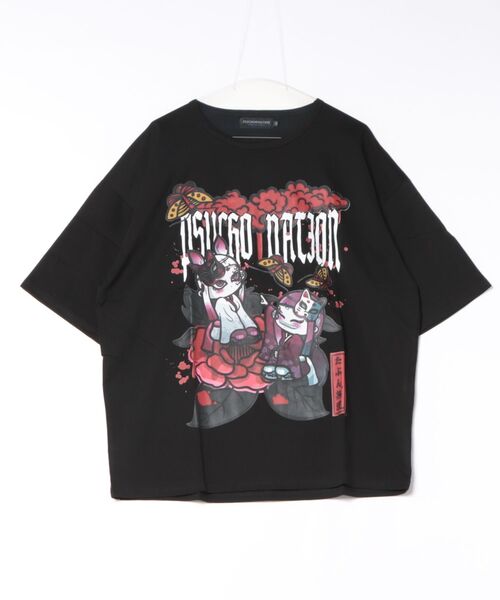 JUGLANS(ユグランス)の「【PSYCHO NATION】双子妖狐 TEE(Tシャツ/カットソー・メンズ・チャコールグレー/ブラック/ホワイト・L/M)」の2枚目の写真
