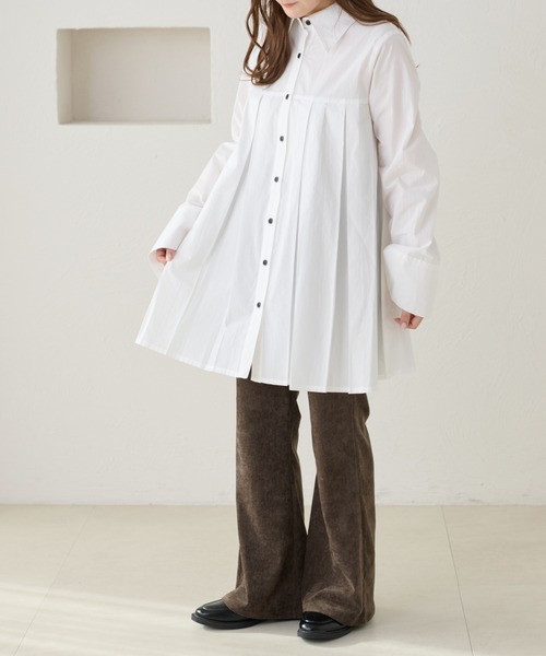 apres jour clair(アプレジュールクレア)の「【apres jour clair】プリーツチュニックシャツ(シャツ/ブラウス・レディース・ピンク/クリーム/オフホワイト/ブルー・フリー/X-LARGE)」の11枚目の写真