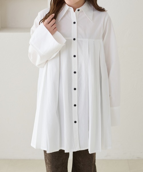 apres jour clair(アプレジュールクレア)の「【apres jour clair】プリーツチュニックシャツ(シャツ/ブラウス・レディース・ピンク/クリーム/オフホワイト/ブルー・フリー/X-LARGE)」の14枚目の写真