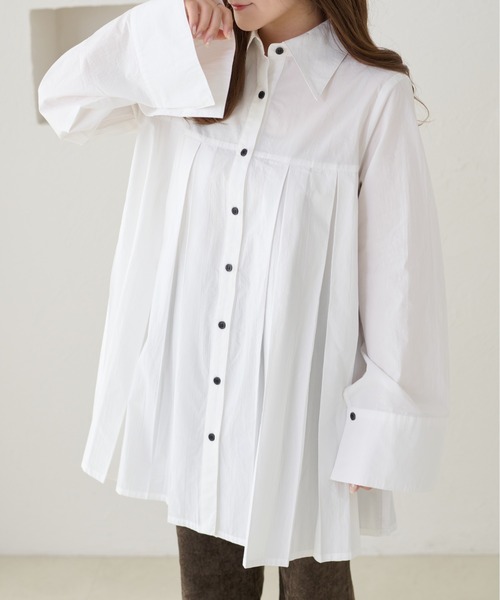 apres jour clair(アプレジュールクレア)の「【apres jour clair】プリーツチュニックシャツ(シャツ/ブラウス・レディース・ピンク/クリーム/オフホワイト/ブルー・フリー/X-LARGE)」の16枚目の写真