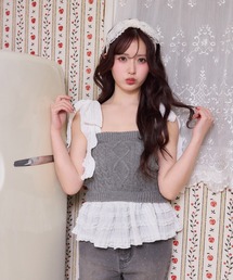 one after another NICE CLAUP | 【Denim Collection】肩リボンニットビスチェ(その他トップス)