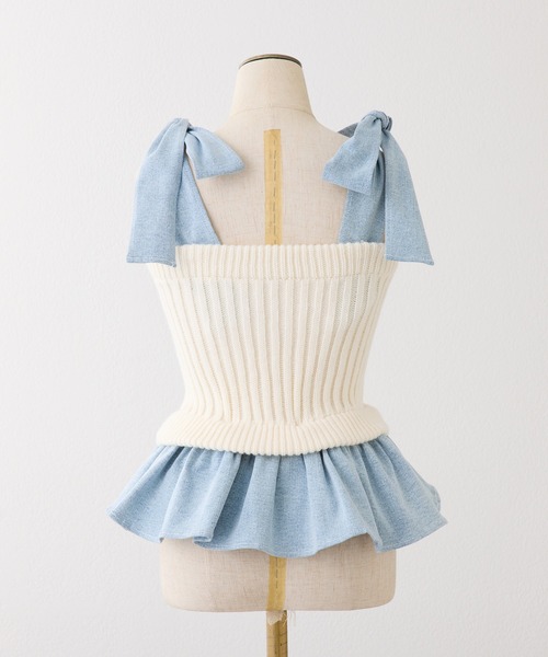 one after another NICE CLAUP（ワンアフターアナザーナイスクラップ）の「【Denim Collection】肩リボンニットビスチェ（その他トップス・レディース・アイボリー/ベージュ/杢グレー・FREE）」の8枚目の写真