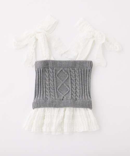 セール】【Denim Collection】肩リボンニットビスチェ（その他トップス