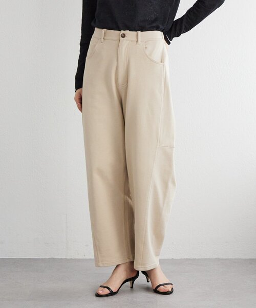 BEARDSLEY（ビアズリー）の「コットン裏毛バレルパンツ（その他パンツ・レディース・ベージュ/チャコールグレー・1/0）」の2枚目の写真