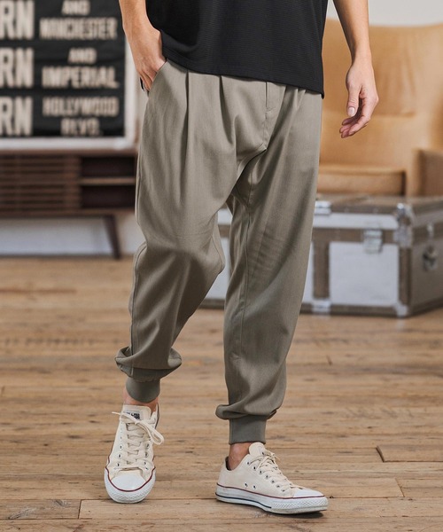 CAMBIO（カンビオ）の「mp14599-Slacks Fabric Jogger Pants  スラックスジョガーパンツ(S60126cmb)（スラックス・メンズ・ブラック/チャコールグレー/ベージュ/カーキ系・S/M/L）」の4枚目の写真