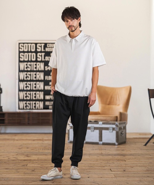 CAMBIO（カンビオ）の「mp14599-Slacks Fabric Jogger Pants  スラックスジョガーパンツ(S60126cmb)（スラックス・メンズ・ブラック/チャコールグレー/ベージュ/カーキ系・S/M/L）」の7枚目の写真