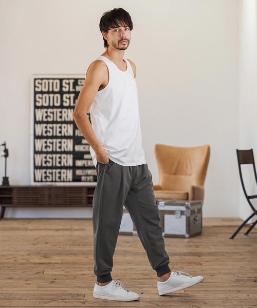CAMBIO（カンビオ）の「mp14599-Slacks Fabric Jogger Pants  スラックスジョガーパンツ(S60126cmb)（スラックス・メンズ・ブラック/チャコールグレー/ベージュ/カーキ系・S/M/L）」の12枚目の写真
