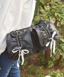 axes femme | ドロストリボンギャザーバッグ(ボストンバッグ)