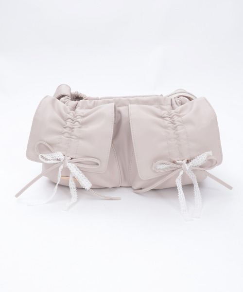 axes femme（アクシーズファム）の「ドロストリボンギャザーバッグ（ボストンバッグ・レディース・ブラック/グレイッシュベージュ・FREE）」の10枚目の写真