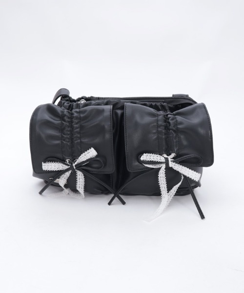 axes femme（アクシーズファム）の「ドロストリボンギャザーバッグ（ボストンバッグ・レディース・ブラック/グレイッシュベージュ・FREE）」の20枚目の写真