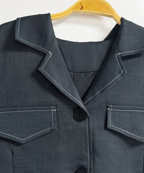 クロップ丈テーラードジャケット（テーラードジャケット）｜ONEP STAR