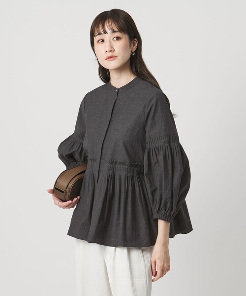 【美品】  UNITED ARROWS / ユナイテッドアローズ | MANTECO パフスリーブ ブラウス シャツ | F | グレー | レディース UNITED ARROWS LTD. OUTLET｜MANTECO パフスリーブ ブラウス