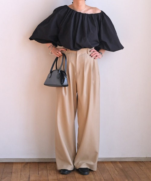 AKTE(アクテ)の「3タックワイドパンツ(その他パンツ・レディース・ネイビー/ベージュ・2T/2/1)」の4枚目の写真