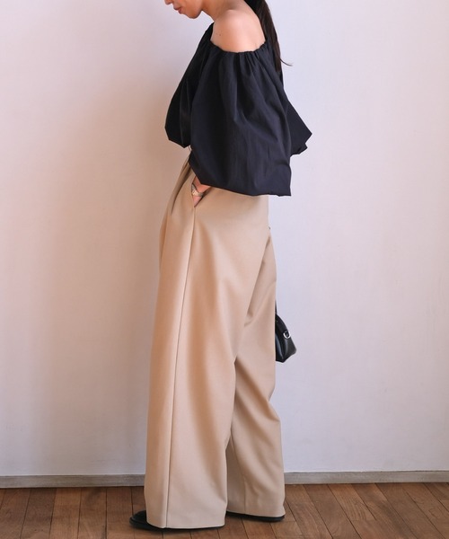 AKTE(アクテ)の「3タックワイドパンツ(その他パンツ・レディース・ネイビー/ベージュ・2T/2/1)」の5枚目の写真