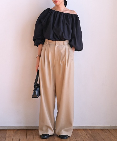 AKTE(アクテ)の「3タックワイドパンツ(その他パンツ・レディース・ネイビー/ベージュ・2T/2/1)」の7枚目の写真