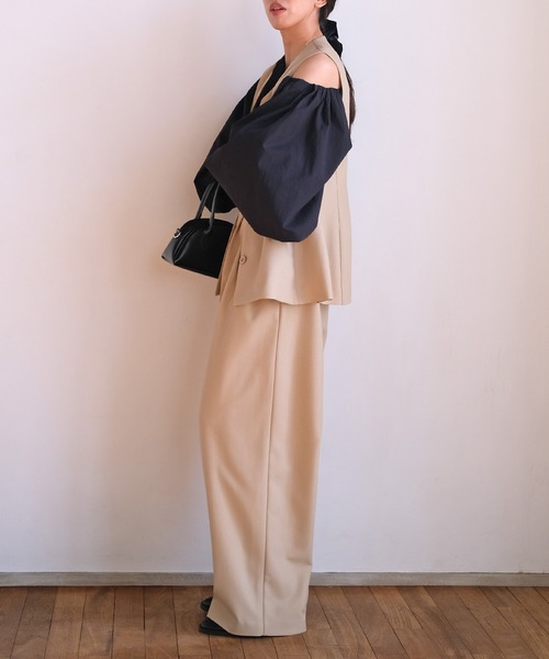 AKTE(アクテ)の「3タックワイドパンツ(その他パンツ・レディース・ネイビー/ベージュ・2T/2/1)」の10枚目の写真