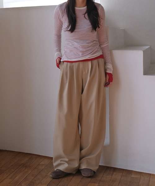 AKTE(アクテ)の「3タックワイドパンツ(その他パンツ・レディース・ネイビー/ベージュ・2T/2/1)」の12枚目の写真