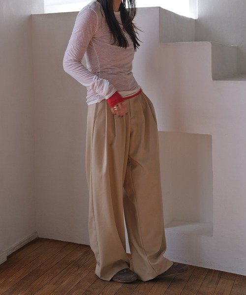 AKTE(アクテ)の「3タックワイドパンツ(その他パンツ・レディース・ネイビー/ベージュ・2T/2/1)」の13枚目の写真