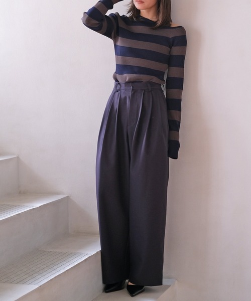 AKTE(アクテ)の「3タックワイドパンツ(その他パンツ・レディース・ネイビー/ベージュ・2T/2/1)」の17枚目の写真