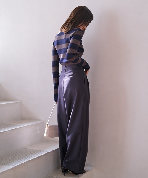 AKTE(アクテ)の「3タックワイドパンツ(その他パンツ・レディース・ネイビー/ベージュ・2T/2/1)」の18枚目の写真