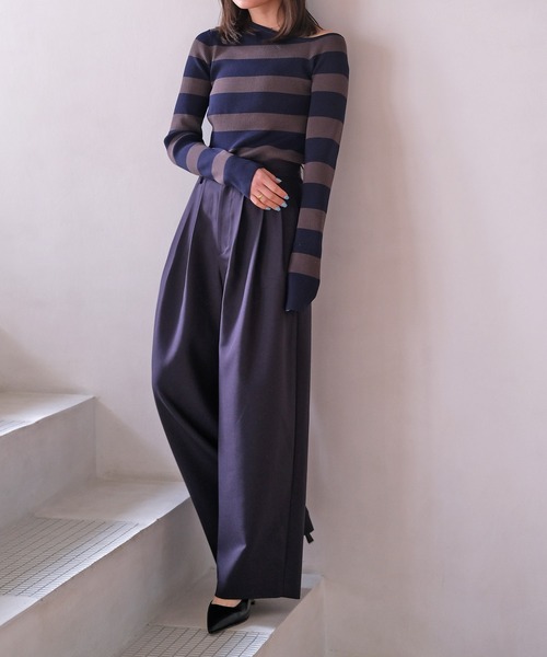 AKTE(アクテ)の「3タックワイドパンツ(その他パンツ・レディース・ネイビー/ベージュ・2T/2/1)」の19枚目の写真