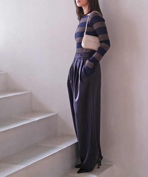 AKTE(アクテ)の「3タックワイドパンツ(その他パンツ・レディース・ネイビー/ベージュ・2T/2/1)」の20枚目の写真