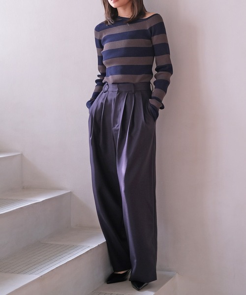 AKTE(アクテ)の「3タックワイドパンツ(その他パンツ・レディース・ネイビー/ベージュ・2T/2/1)」の21枚目の写真