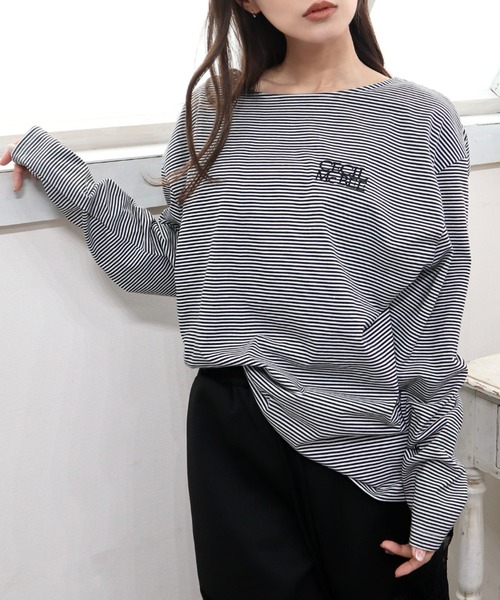 CECIL McBEE(セシルマクビー)の「刺繍ロゴカットプルオーバー(Tシャツ/カットソー・レディース・オフホワイト/ブラック・LARGE/MEDIUM)」の10枚目の写真