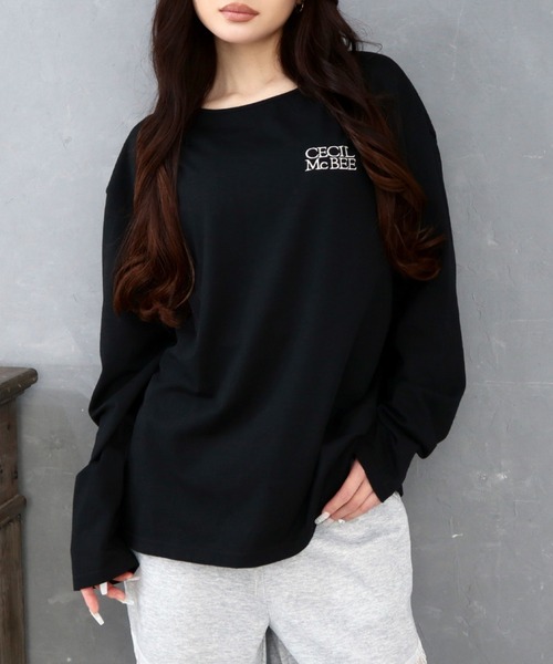CECIL McBEE(セシルマクビー)の「刺繍ロゴカットプルオーバー(Tシャツ/カットソー・レディース・オフホワイト/ブラック・LARGE/MEDIUM)」の5枚目の写真