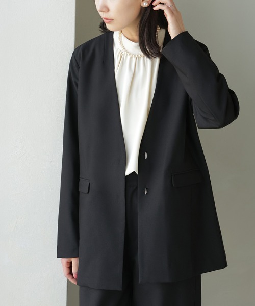 HUG.U（ハグユー）の「「 洗濯機で洗える 」 ジャケット × パンツ 2点セット スーツ（スーツセット・レディース・ベージュ/ダークグレー/ブラック・L(レギュラー丈)/M(レギュラー丈)/L(トール丈)/M(トール丈)）」の8枚目の写真