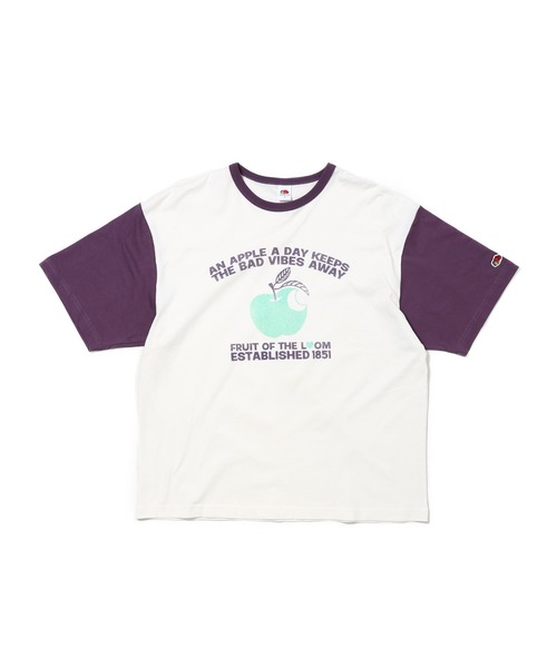 FRUIT OF THE LOOM(フルーツオブザルーム)の「19/-スラブ天竺Tシャツ4 / 半袖 リンゴ&メッセージ プリント Tシャツ / ヴィンテージ風(Tシャツ/カットソー・メンズ・アイボリー/ホワイト・L/M/S)」の1枚目の写真