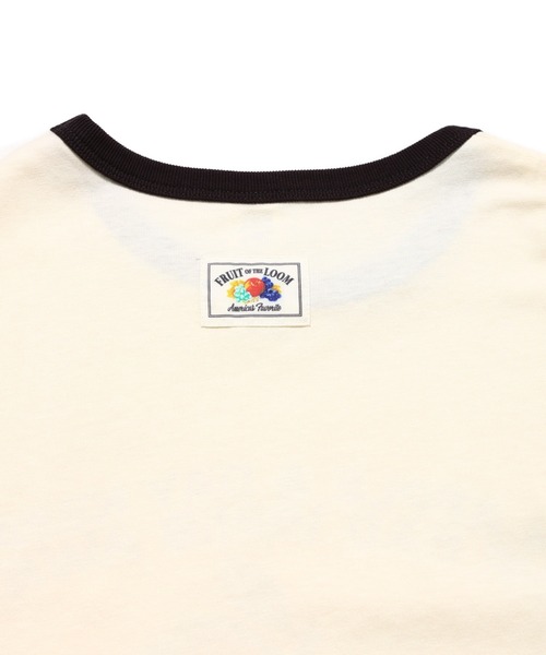 FRUIT OF THE LOOM(フルーツオブザルーム)の「19/-スラブ天竺Tシャツ4 / 半袖 リンゴ&メッセージ プリント Tシャツ / ヴィンテージ風(Tシャツ/カットソー・メンズ・アイボリー/ホワイト・L/M/S)」の6枚目の写真