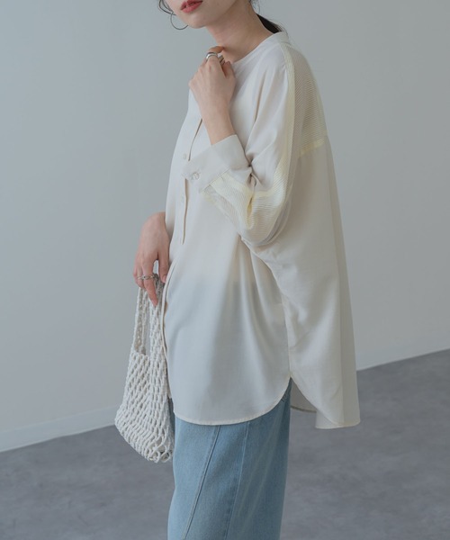 ANNA LUNA(アンナルナ)の「【ANNA LUNA】異素材切替 で魅せる ドルマン ブラウス(シャツ/ブラウス・レディース・ブラック/ベージュ/ブルー・MEDIUM)」の9枚目の写真