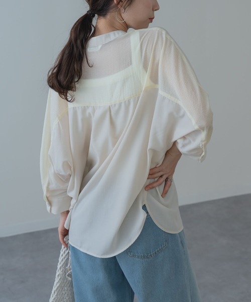 ANNA LUNA(アンナルナ)の「【ANNA LUNA】異素材切替 で魅せる ドルマン ブラウス(シャツ/ブラウス・レディース・ブラック/ベージュ/ブルー・MEDIUM)」の11枚目の写真