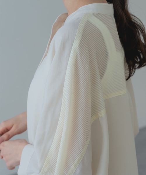 ANNA LUNA(アンナルナ)の「【ANNA LUNA】異素材切替 で魅せる ドルマン ブラウス(シャツ/ブラウス・レディース・ブラック/ベージュ/ブルー・MEDIUM)」の12枚目の写真